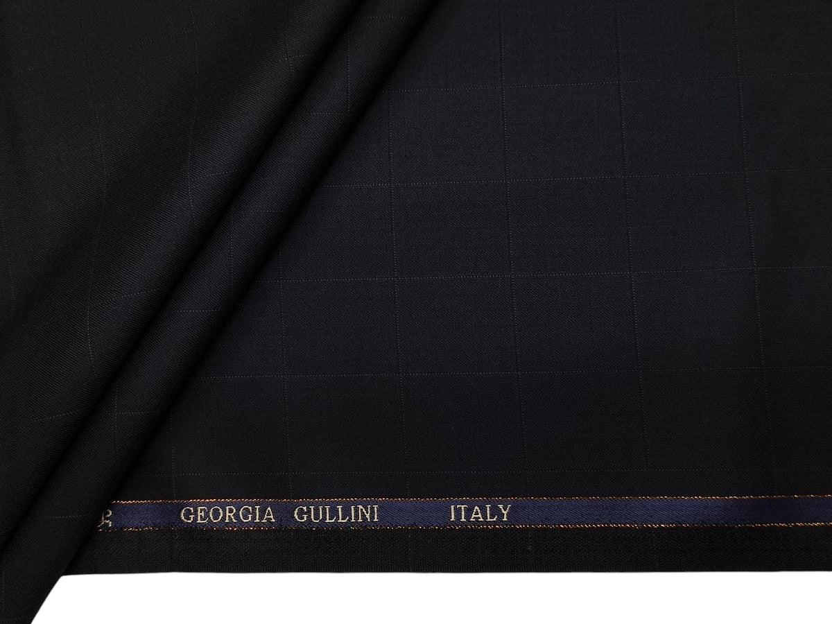 Georgia Gullini Italy Re Della Moda 70% Wool Super 160s Wool Blended Premium Suiting Fabric (Black , Checks)