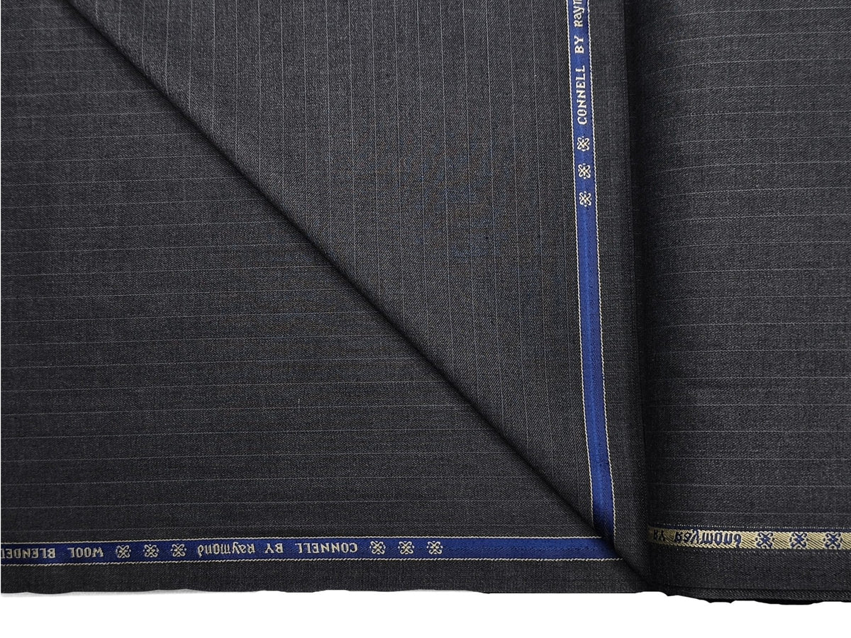 Raymond Connell Wool Blended Premium Suiting Fabric (Charcoal Grey, Pinstripes)