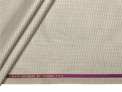 Raymond Veltrano Polyester Viscose Blended Premium Suiting Fabric (Light Beige, Houndstooth)