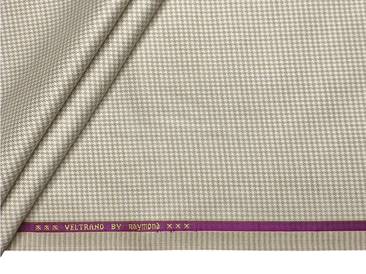 Raymond Veltrano Polyester Viscose Blended Premium Suiting Fabric (Light Beige, Houndstooth)