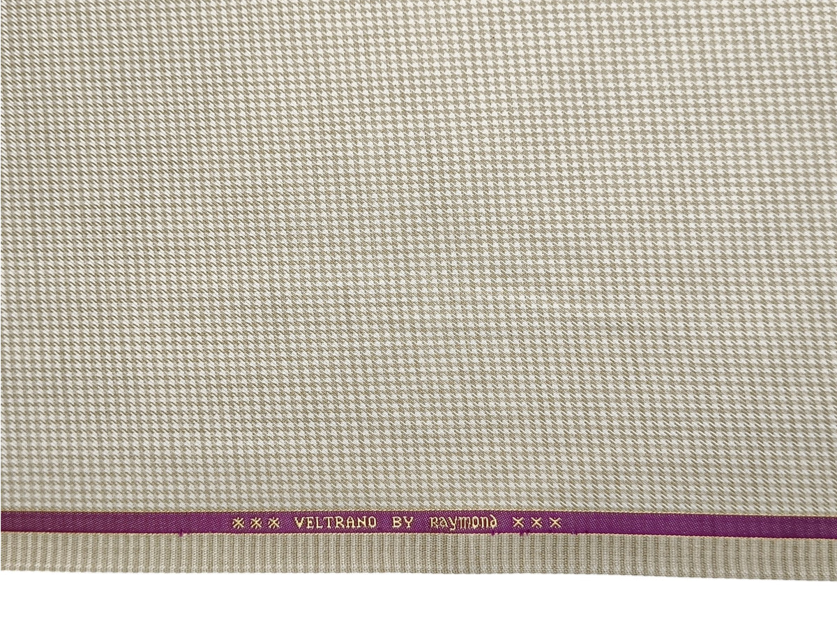 Raymond Veltrano Polyester Viscose Blended Premium Suiting Fabric (Light Beige, Houndstooth)
