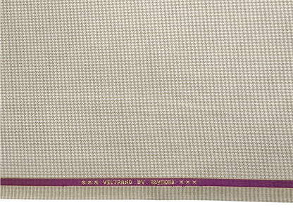 Raymond Veltrano Polyester Viscose Blended Premium Suiting Fabric (Light Beige, Houndstooth)