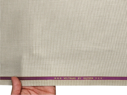 Raymond Veltrano Polyester Viscose Blended Premium Suiting Fabric (Light Beige, Houndstooth)