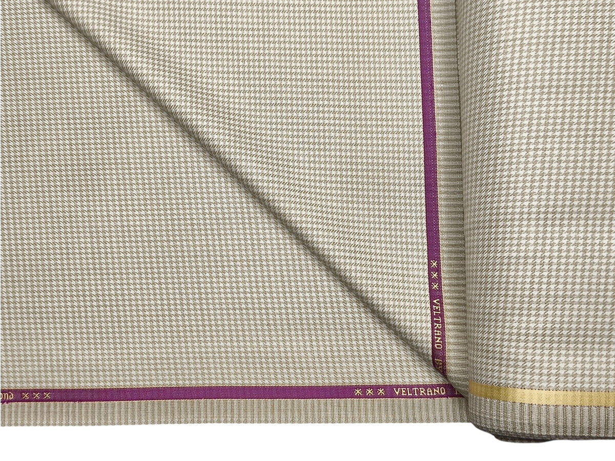Raymond Veltrano Polyester Viscose Blended Premium Suiting Fabric (Light Beige, Houndstooth)
