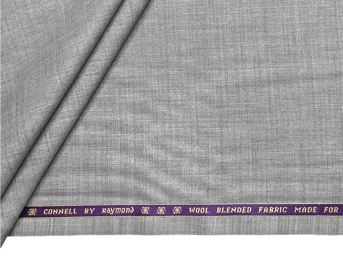 Raymond Connell Wool Blended Premium Suiting Fabric (Light Grey, Self Herringbone)