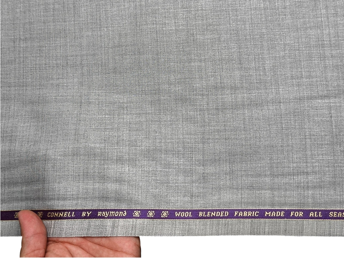 Raymond Connell Wool Blended Premium Suiting Fabric (Light Grey, Self Herringbone)