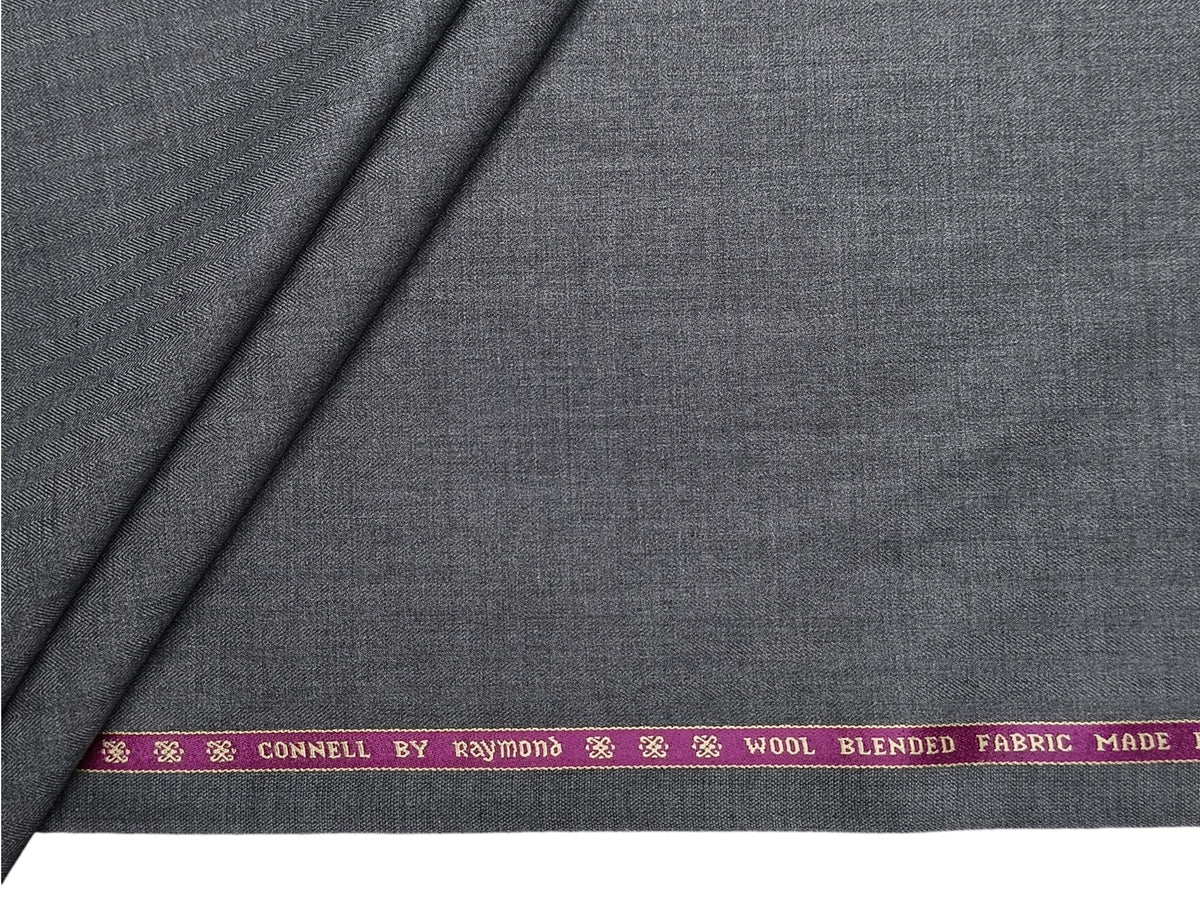 Raymond Connell Wool Blended Premium Suiting Fabric (Dark Grey, Self Herringbone)