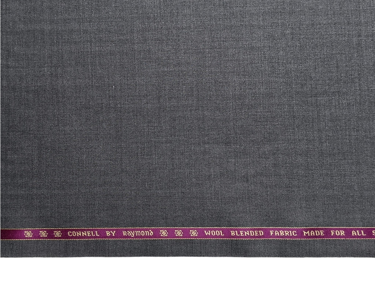 Raymond Connell Wool Blended Premium Suiting Fabric (Dark Grey, Self Herringbone)