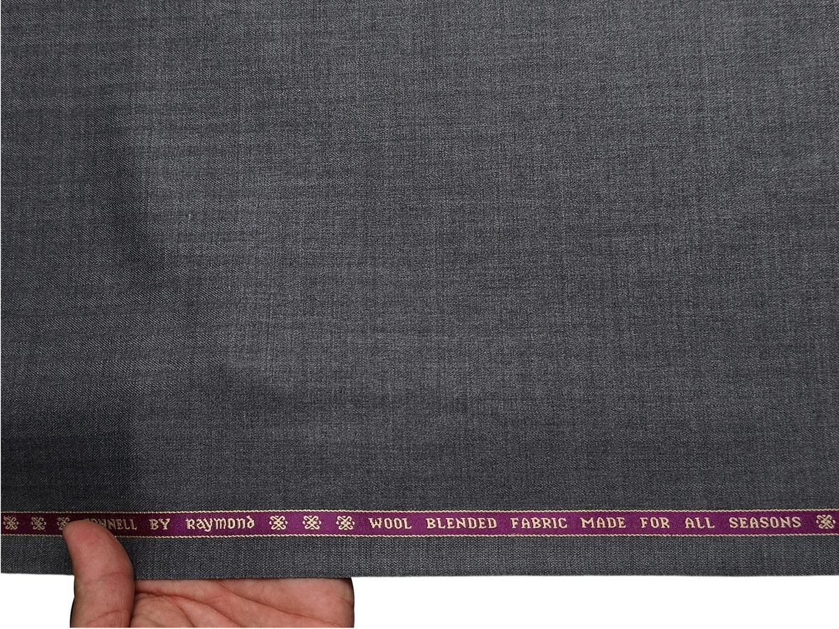 Raymond Connell Wool Blended Premium Suiting Fabric (Dark Grey, Self Herringbone)