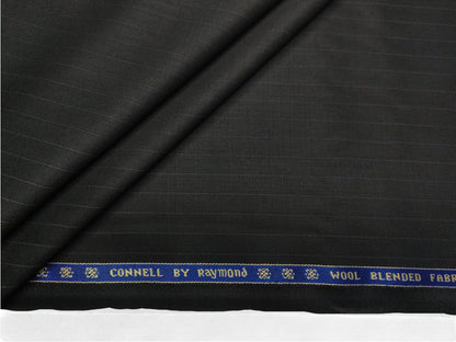 Raymond Connell Wool Blended Premium Suiting Fabric (Black, Pinstripes)