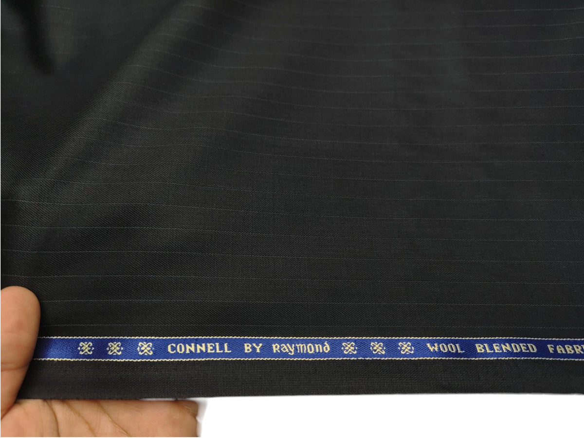 Raymond Connell Wool Blended Premium Suiting Fabric (Black, Pinstripes)