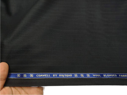 Raymond Connell Wool Blended Premium Suiting Fabric (Black, Pinstripes)