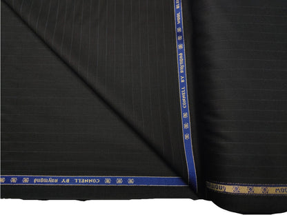 Raymond Connell Wool Blended Premium Suiting Fabric (Black, Pinstripes)