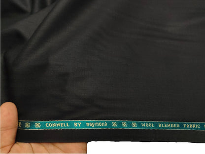 Raymond Connell Wool Blended Premium Suiting Fabric (Black, Self Herringbone)