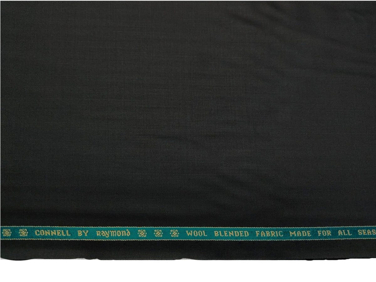 Raymond Connell Wool Blended Premium Suiting Fabric (Black, Self Herringbone)
