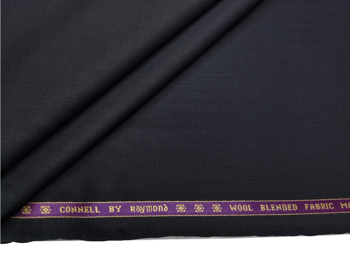 Raymond Connell Wool Blended Premium Suiting Fabric (Navy Blue, Self Herringbone)