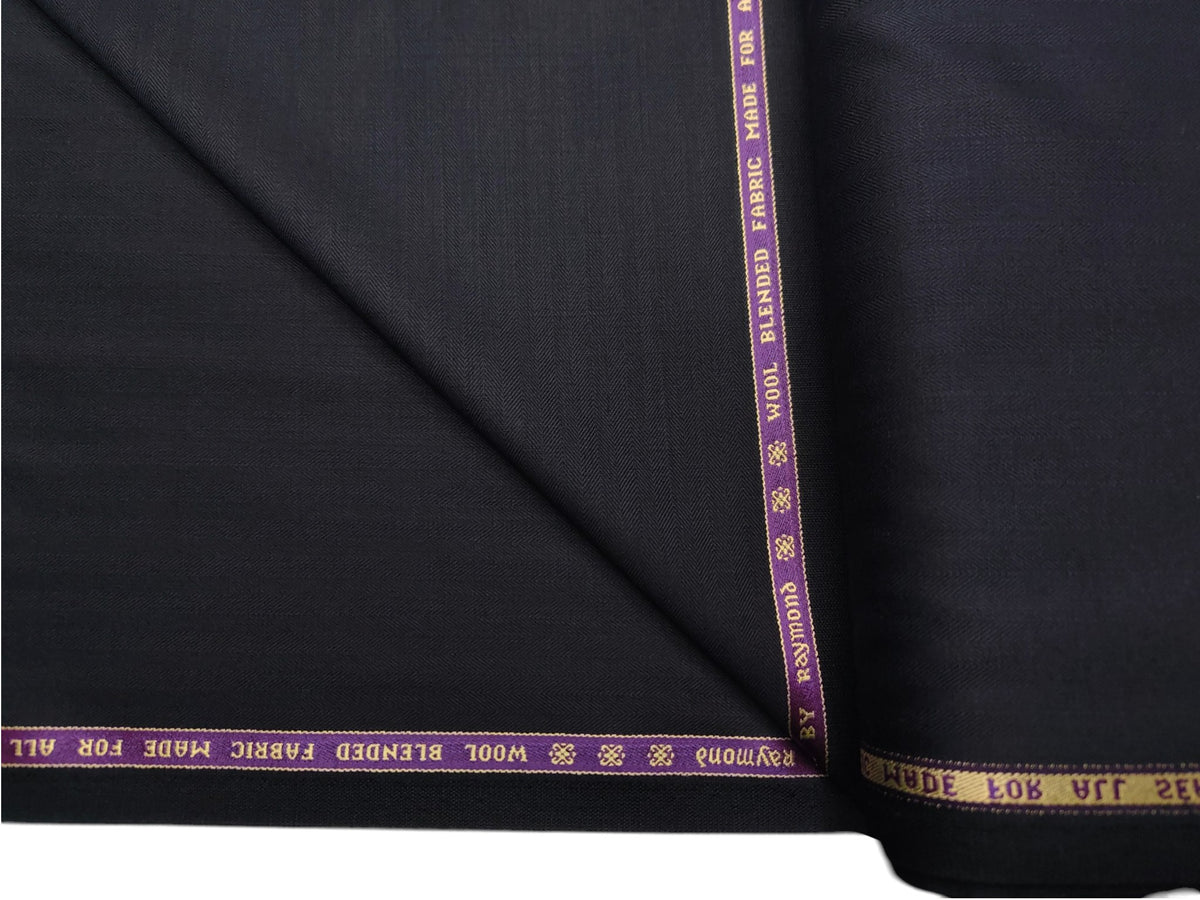 Raymond Connell Wool Blended Premium Suiting Fabric (Navy Blue, Self Herringbone)