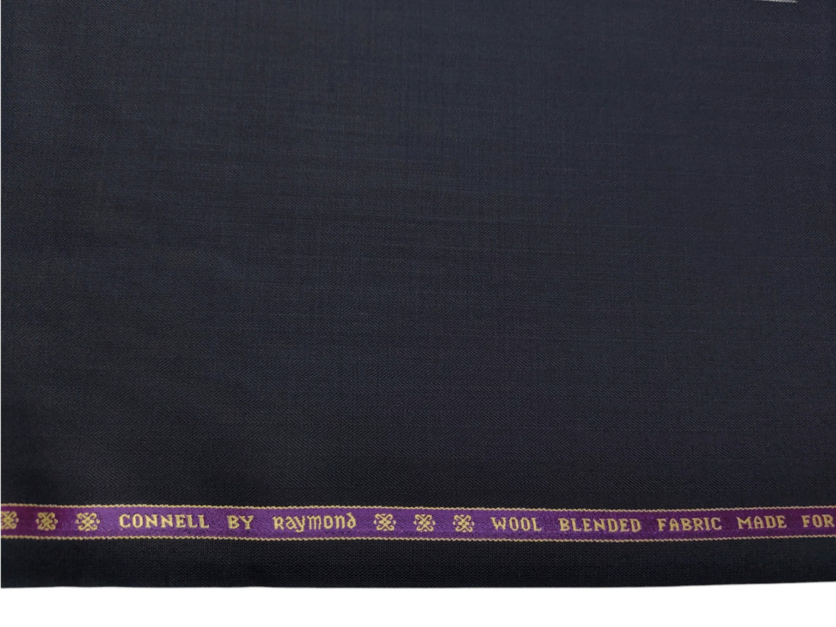 Raymond Connell Wool Blended Premium Suiting Fabric (Navy Blue, Self Herringbone)