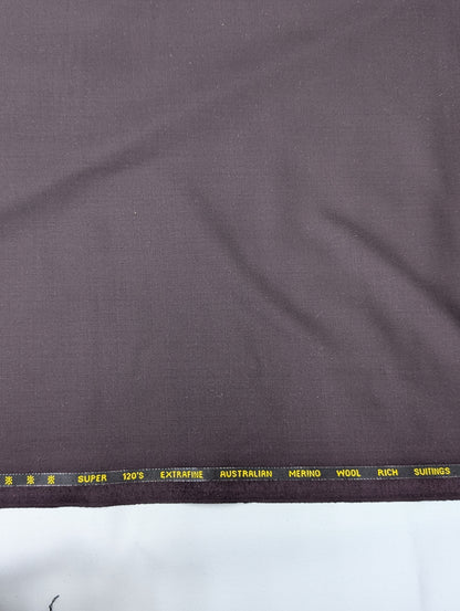 Cavalero Italy Merino Wool Blend Super 120s Unstitched Suiting Fabric (Wine)