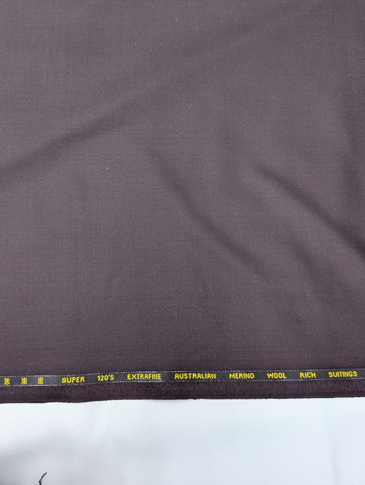 Cavalero Italy Merino Wool Blend Super 120s Unstitched Suiting Fabric (Wine)