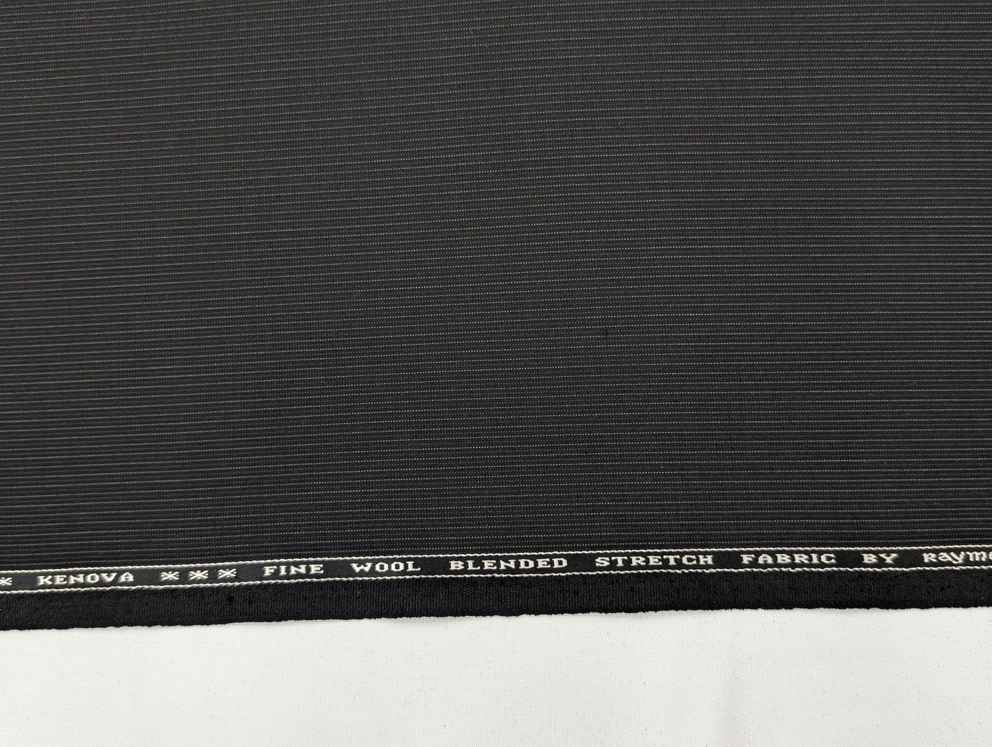 Raymond Striped Wool Blend Stretch Unstitched Suiting Fabric (Black)