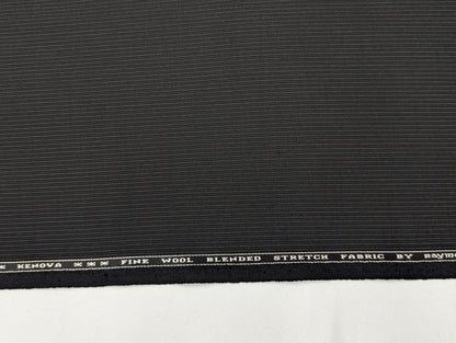 Raymond Striped Wool Blend Stretch Unstitched Suiting Fabric (Black)