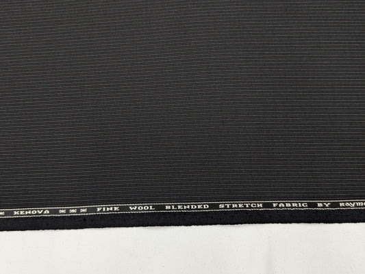 Raymond Striped Wool Blend Stretch Unstitched Suiting Fabric (Black)