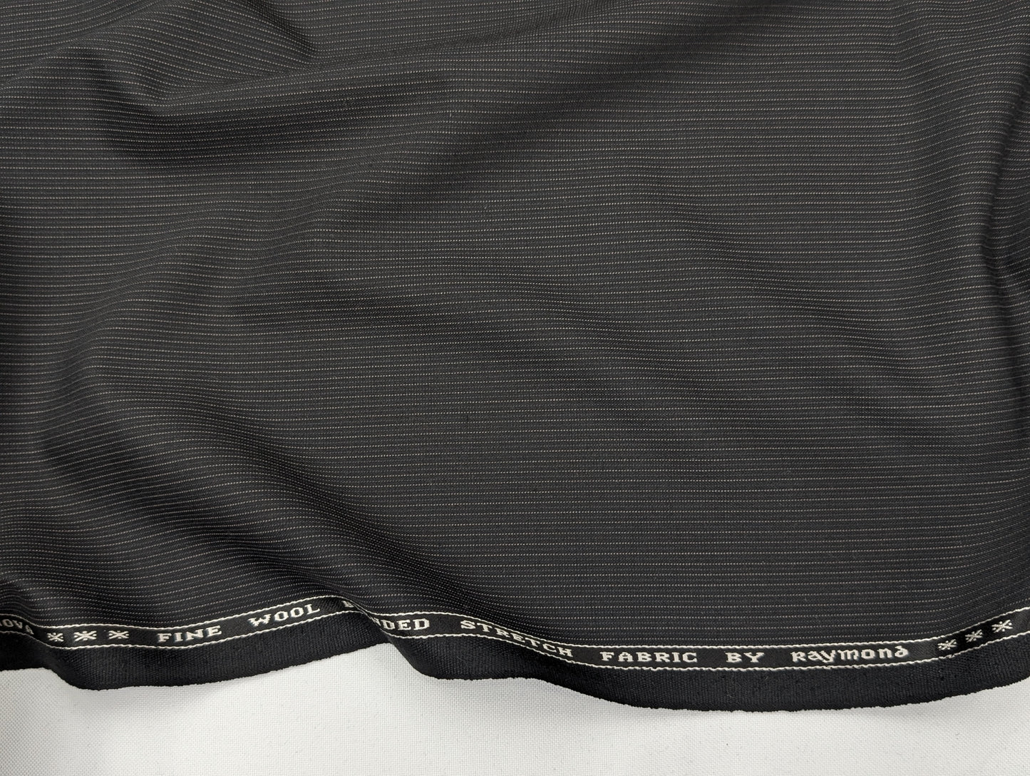 Raymond Striped Wool Blend Stretch Unstitched Suiting Fabric (Black)