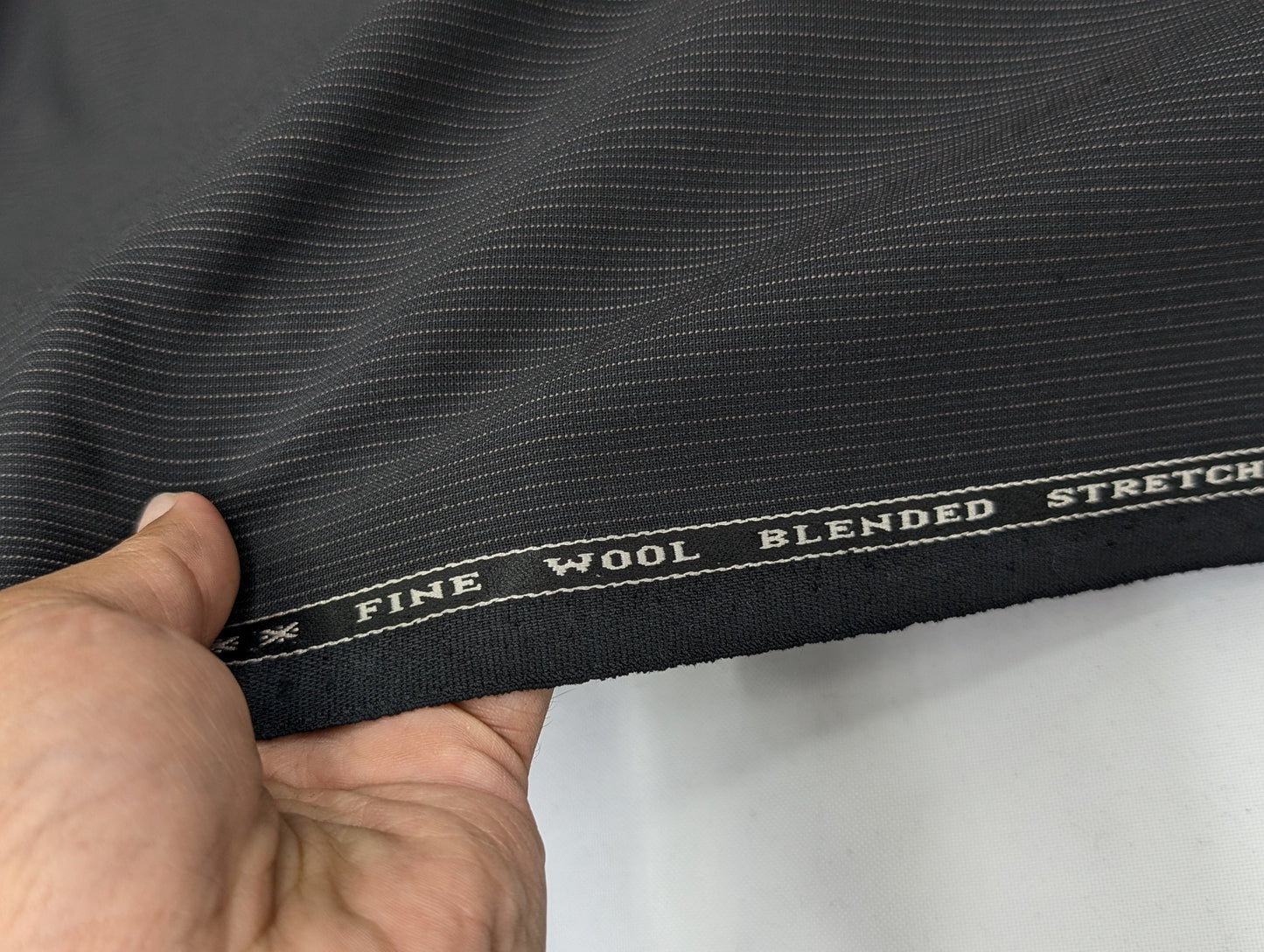 Raymond Striped Wool Blend Stretch Unstitched Suiting Fabric (Black)