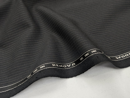 Raymond Striped Wool Blend Stretch Unstitched Suiting Fabric (Black)