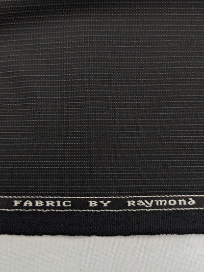 Raymond Striped Wool Blend Stretch Unstitched Suiting Fabric (Black)