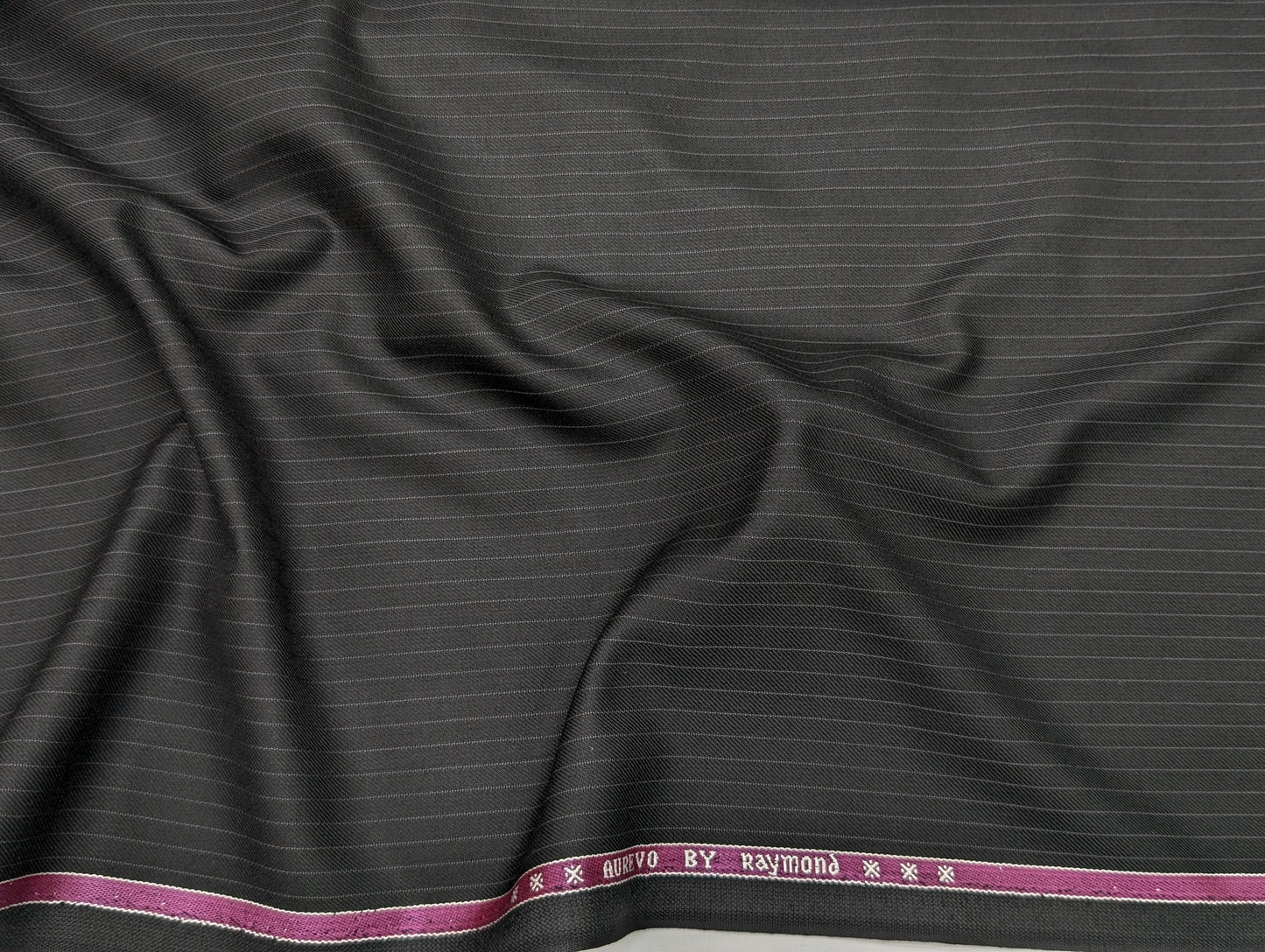 Raymond Polyester Viscose Striped Unstitched Suiting Fabric (Black)