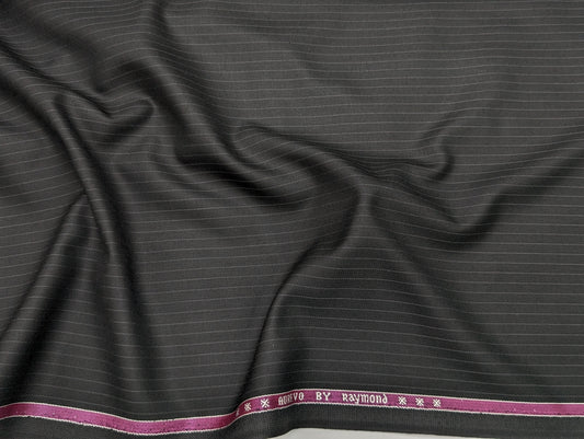 Raymond Polyester Viscose Striped Unstitched Suiting Fabric (Black)