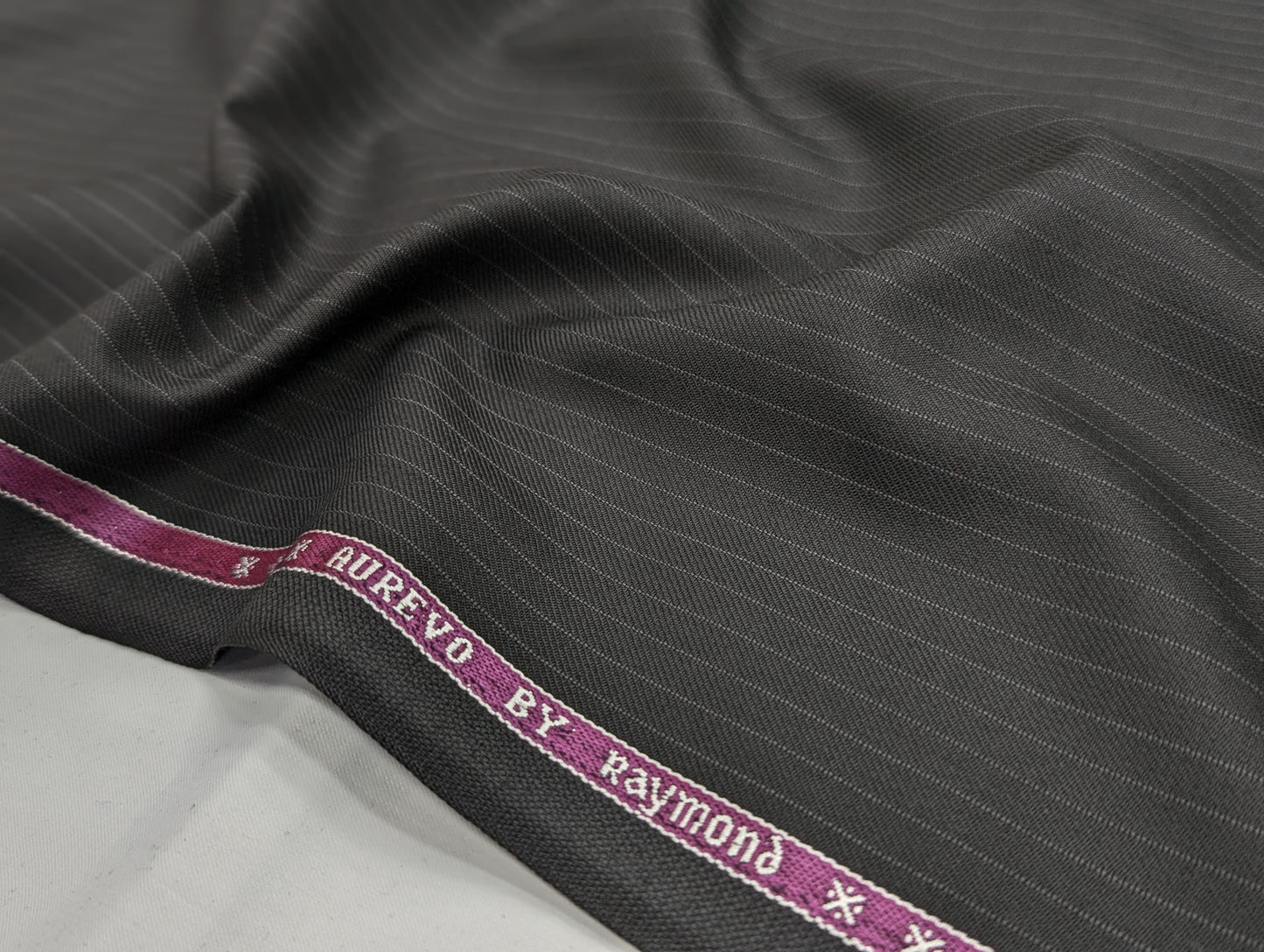 Raymond Polyester Viscose Striped Unstitched Suiting Fabric (Black)