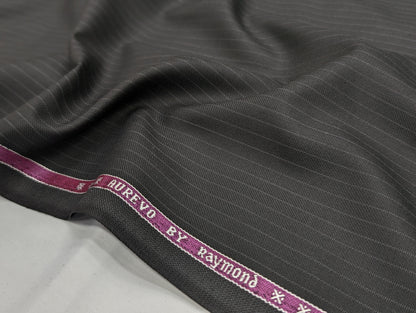 Raymond Polyester Viscose Striped Unstitched Suiting Fabric (Black)