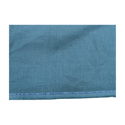 100% European Linen Shirt Fabric (Sea Blue) - 60 LEA