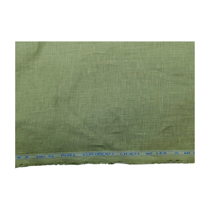 100% European Linen Shirt Fabric (Olive Green) - 60 LEA