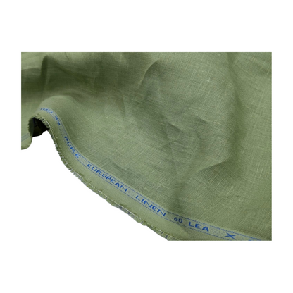 100% European Linen Shirt Fabric (Olive Green) - 60 LEA