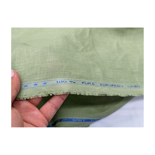 100% European Linen Shirt Fabric (Olive Green) - 60 LEA