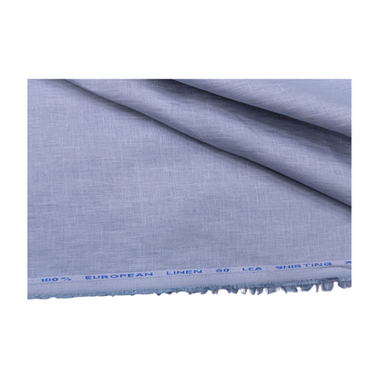 100% European Linen Shirt Fabric (Pastel Blue) - 60 LEA