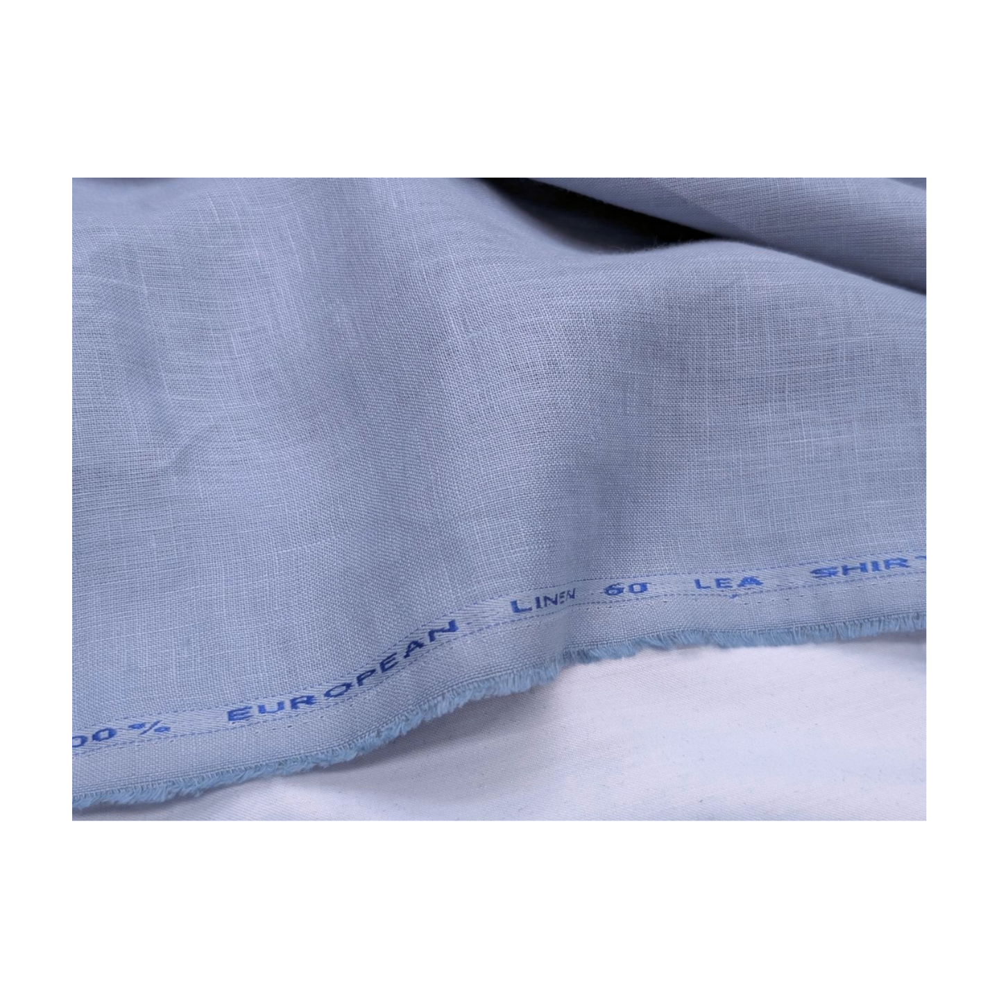 100% European Linen Shirt Fabric (Pastel Blue) - 60 LEA