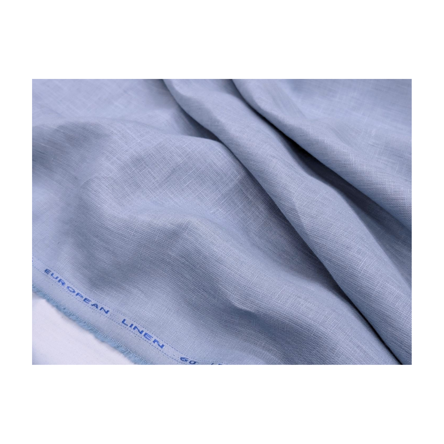 100% European Linen Shirt Fabric (Pastel Blue) - 60 LEA