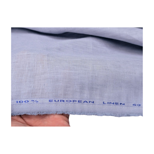 100% European Linen Shirt Fabric (Pastel Blue) - 60 LEA