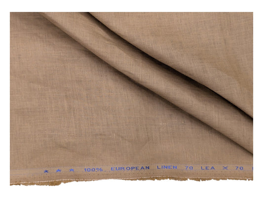 100% European Linen Shirt Fabric (Camel Brown) - 60 LEA