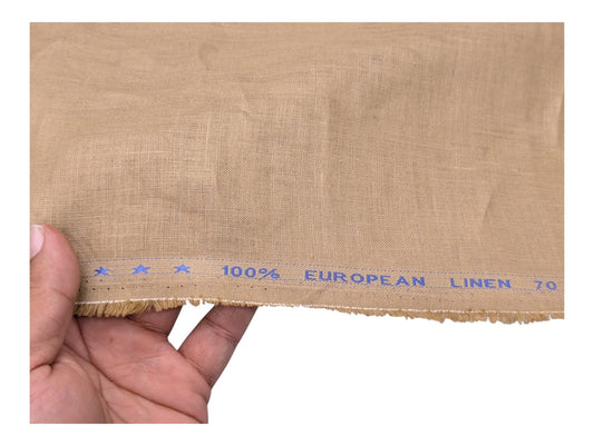 100% European Linen Shirt Fabric (Camel Brown) - 60 LEA