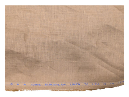 100% European Linen Shirt Fabric (Camel Brown) - 60 LEA