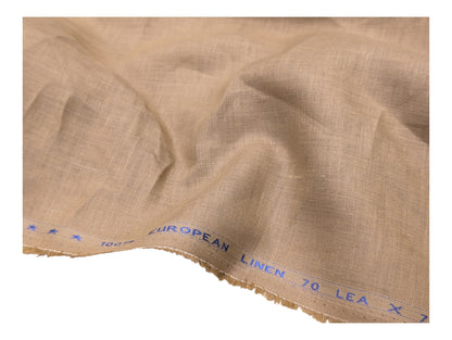 100% European Linen Shirt Fabric (Camel Brown) - 60 LEA