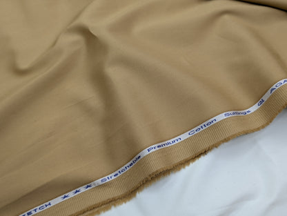 Arvind 100% Cotton Stretched Suiting Fabric (Camel Brown)