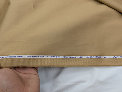 Arvind 100% Cotton Stretched Suiting Fabric (Camel Brown)