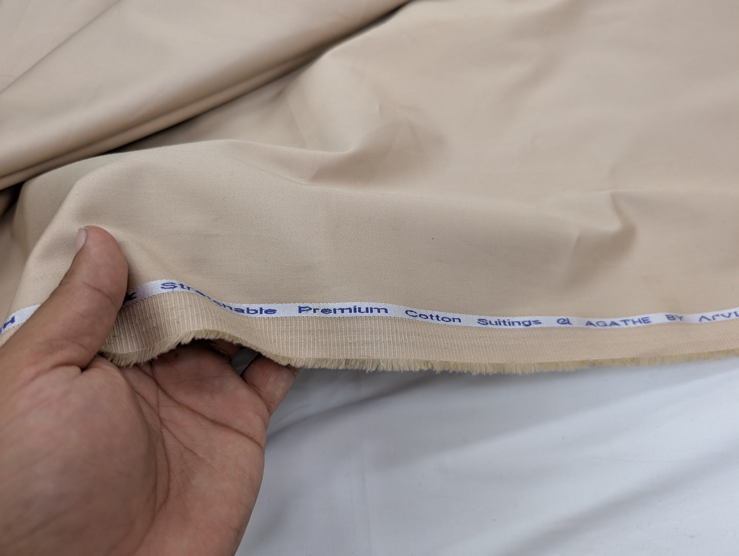 Arvind 100% Cotton Stretched Suiting Fabric (Beige)